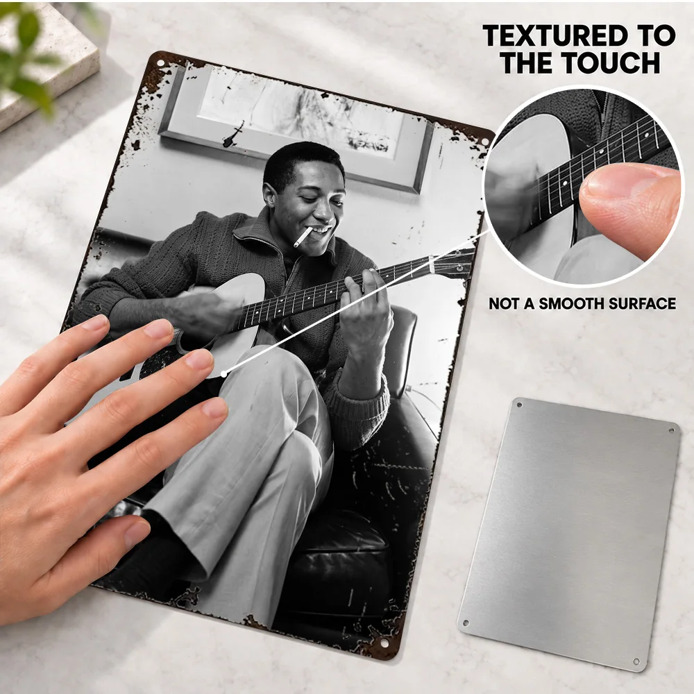 Sam Cooke Singer Aluminum Poster Customized Metal Sign Monochrome Portrait Design Wall Art For Man Cave Decor Housewarming Gift