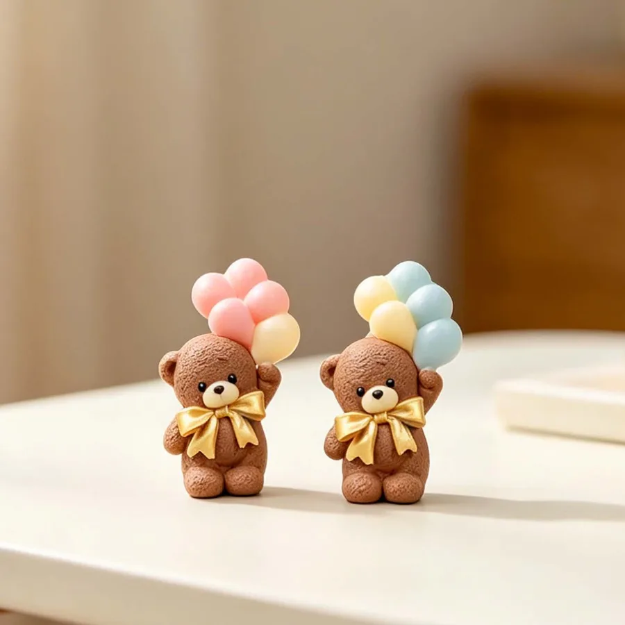 DIY Teddybär Handgehaltene Ballon-Silikonform für Kerzen, Niedliche Schleifenbär-Bastelarbeiten, Ton-, Gips-, Zement-, Seifenformen, Heimgeschenke – Detail 3