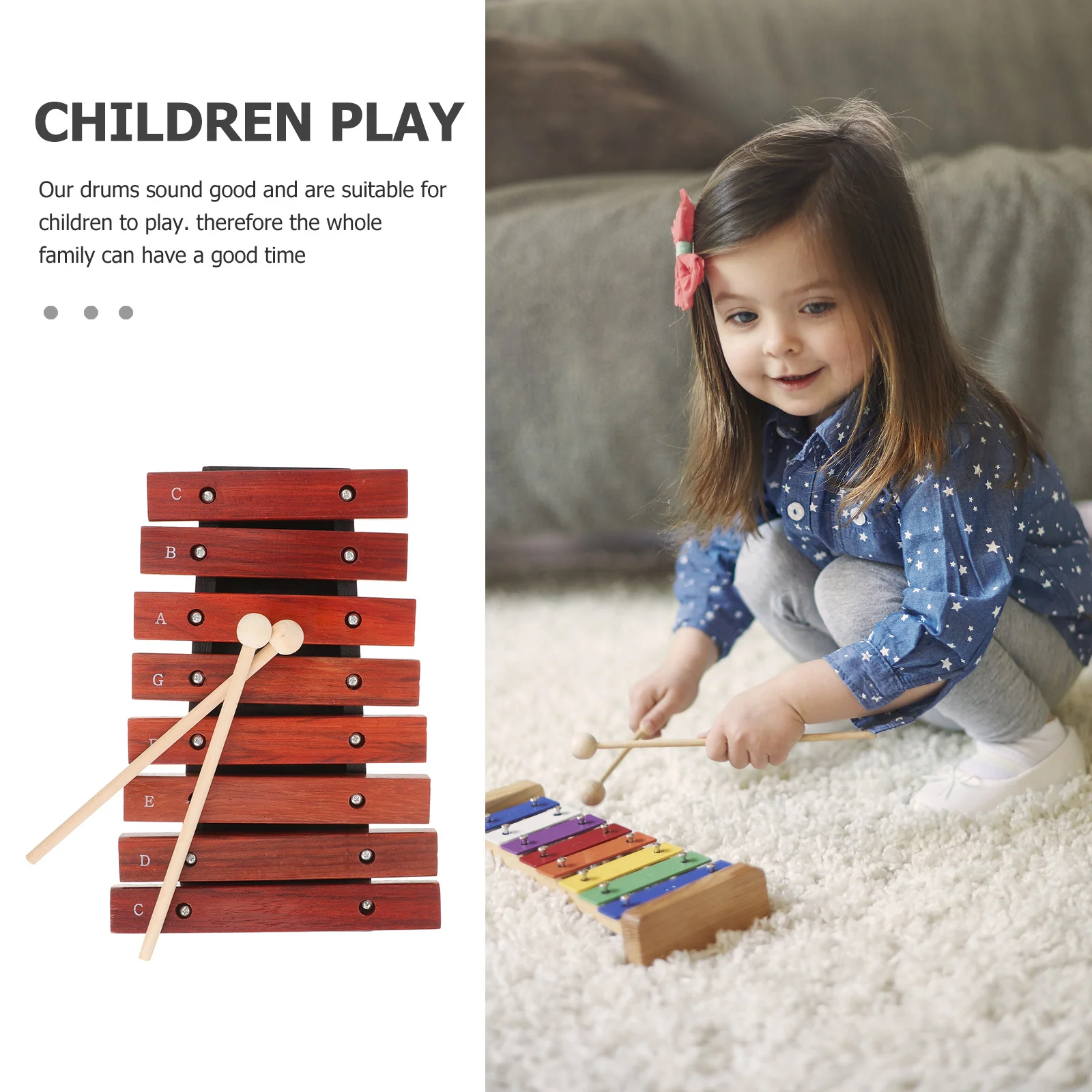 

Wooden Xylophone 8 Note for Children Kids Toddlers Beginners Musical Instrument with Mallets Hand Eye Coordination Development