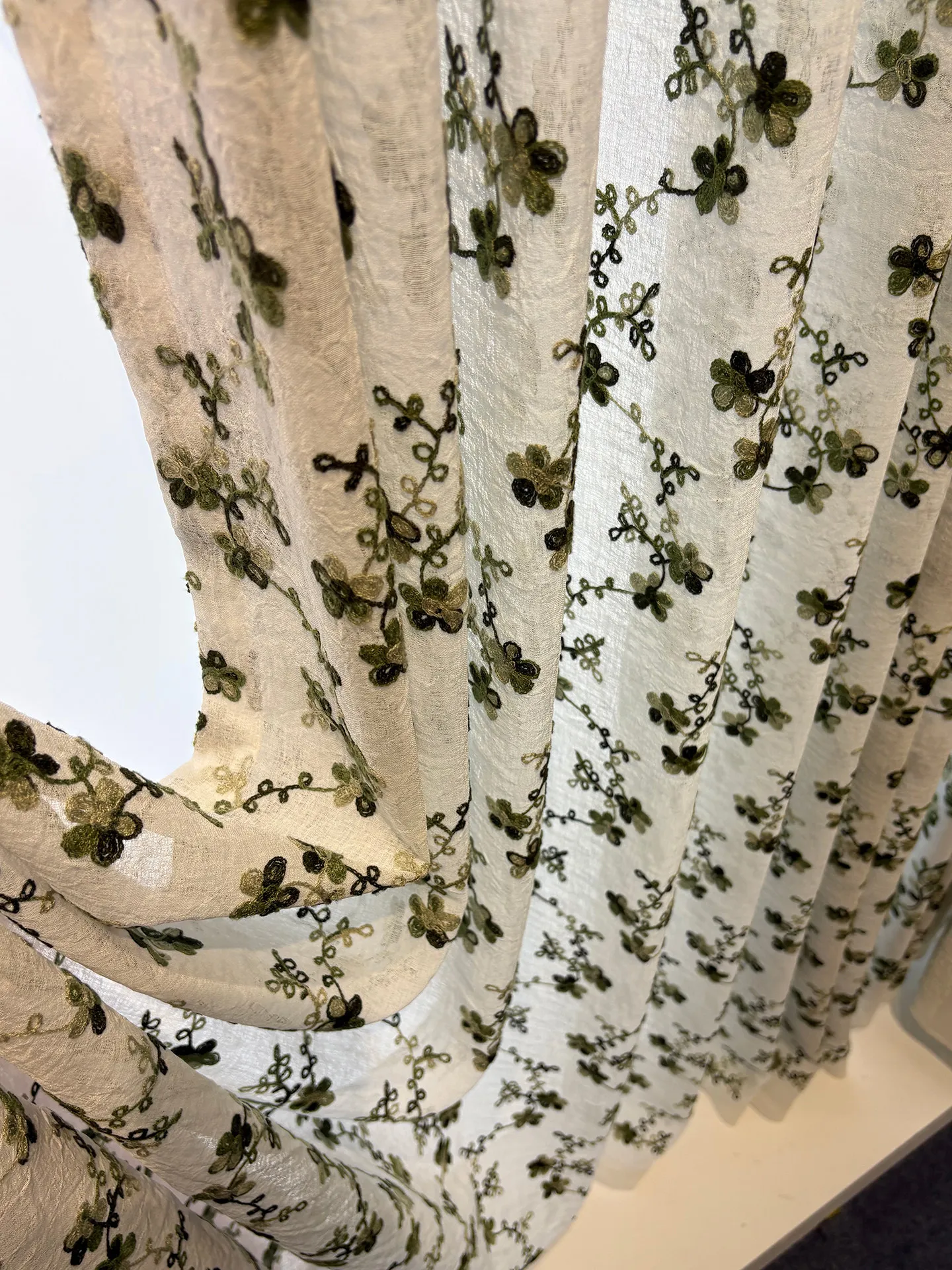 New Vintage Floral Lines Woven Cotton and Linen Window Screen Curtains for Living Room Bedroom French Window Customized Products