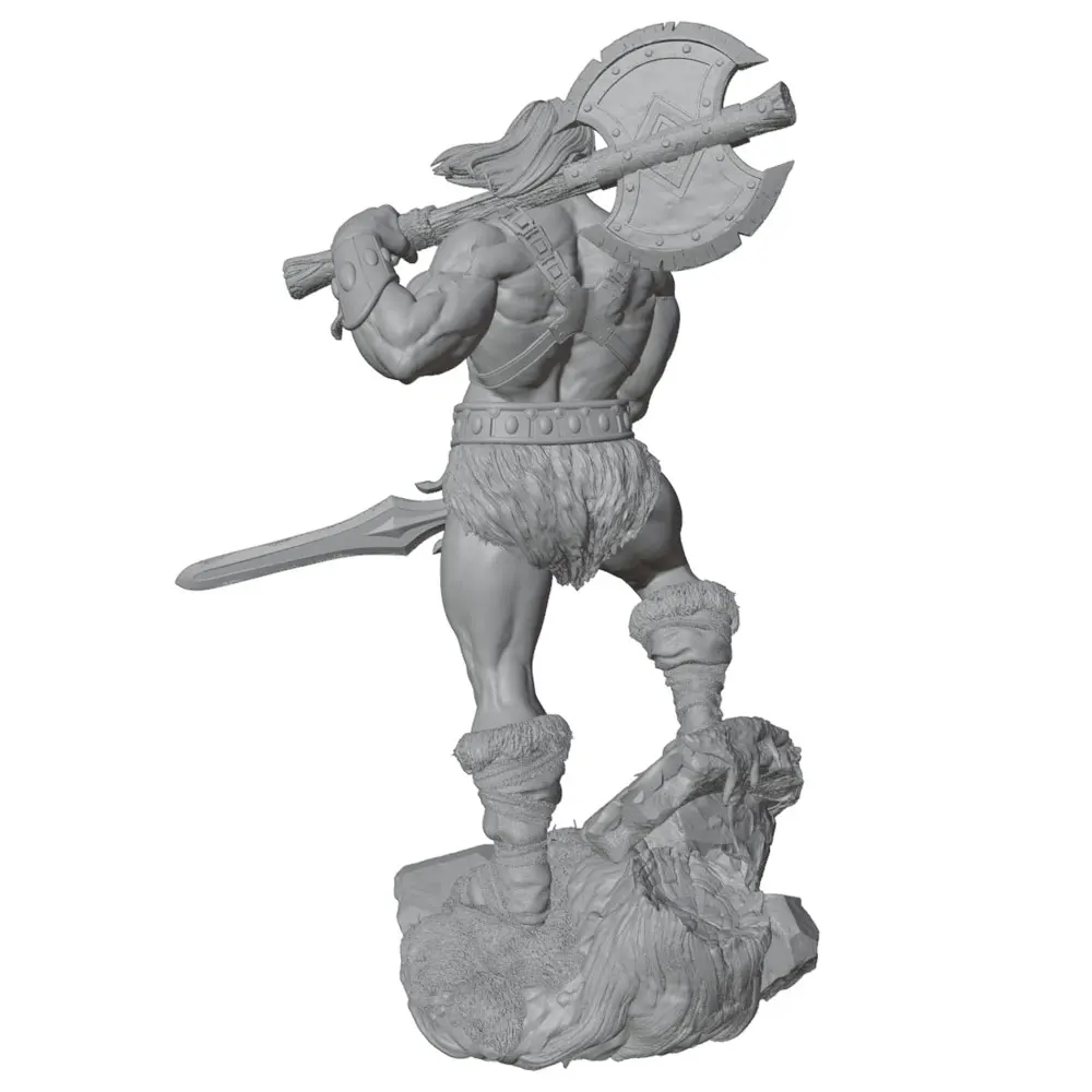 1/24 Set of a warrior holding a iron sword and battle axe, 3D printed gray statue, high-precision resin model, not colored