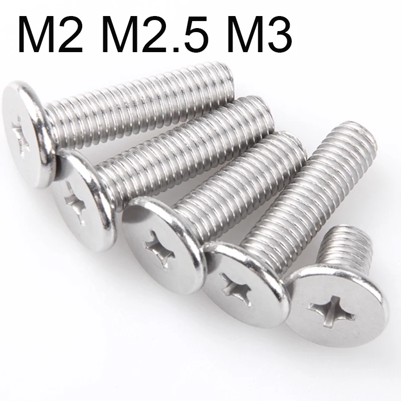 M2 M2.5 M3 Phillips Ultra Thin Flat Wafer Head Screw 304 Stainless Steel CM Laptop Cross Bolt Length 2-20mm Head Width 4/5/6/7mm