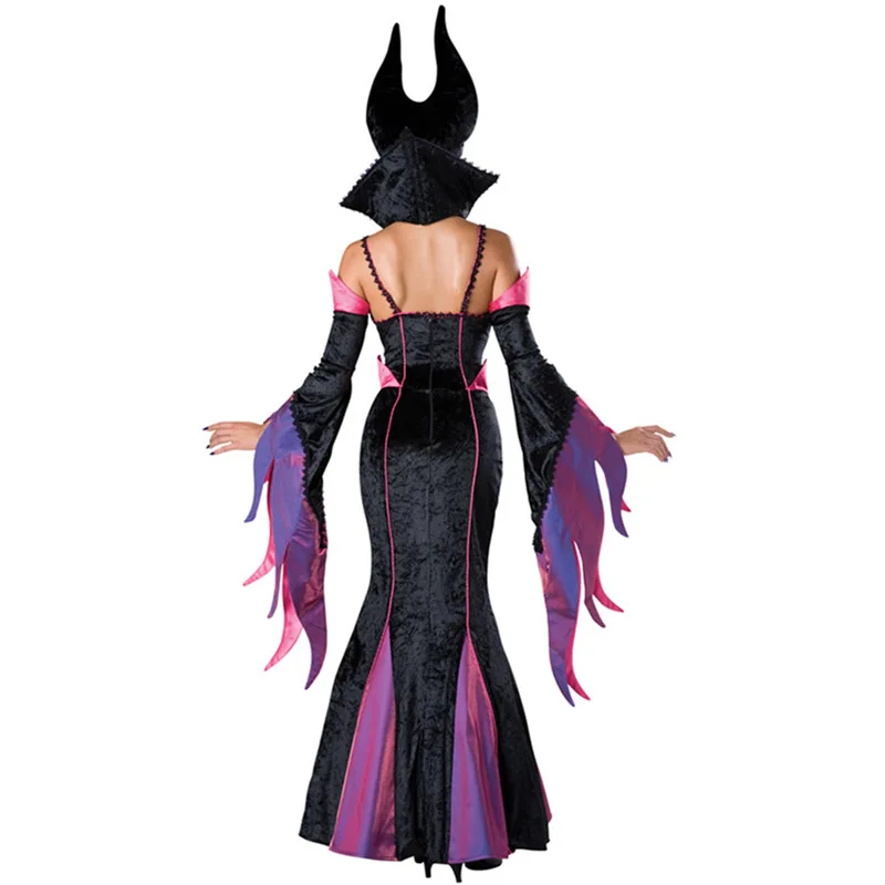 Adult Medieval Witch Dress Halloween Oversleeve Sexy Evil Queen Purple Costume Women Stage Cosplay Witch Costume Peculiar Dress