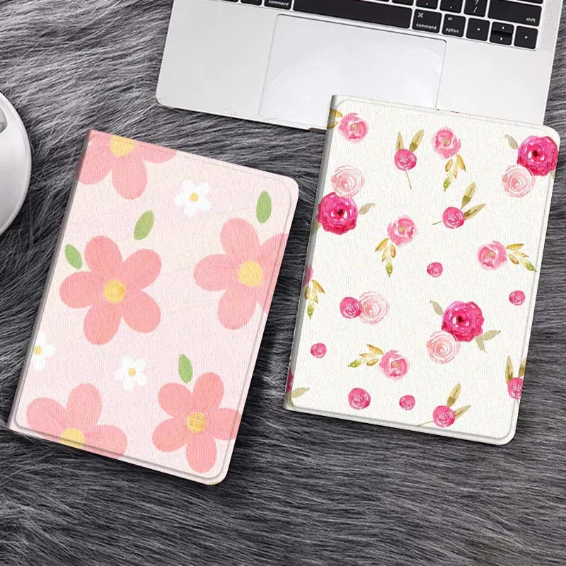

Cartoon Pink Flower Pattern Tablet Case For Samsung Galaxy Tab S7 S8 S9 S10 FE Lite Gift