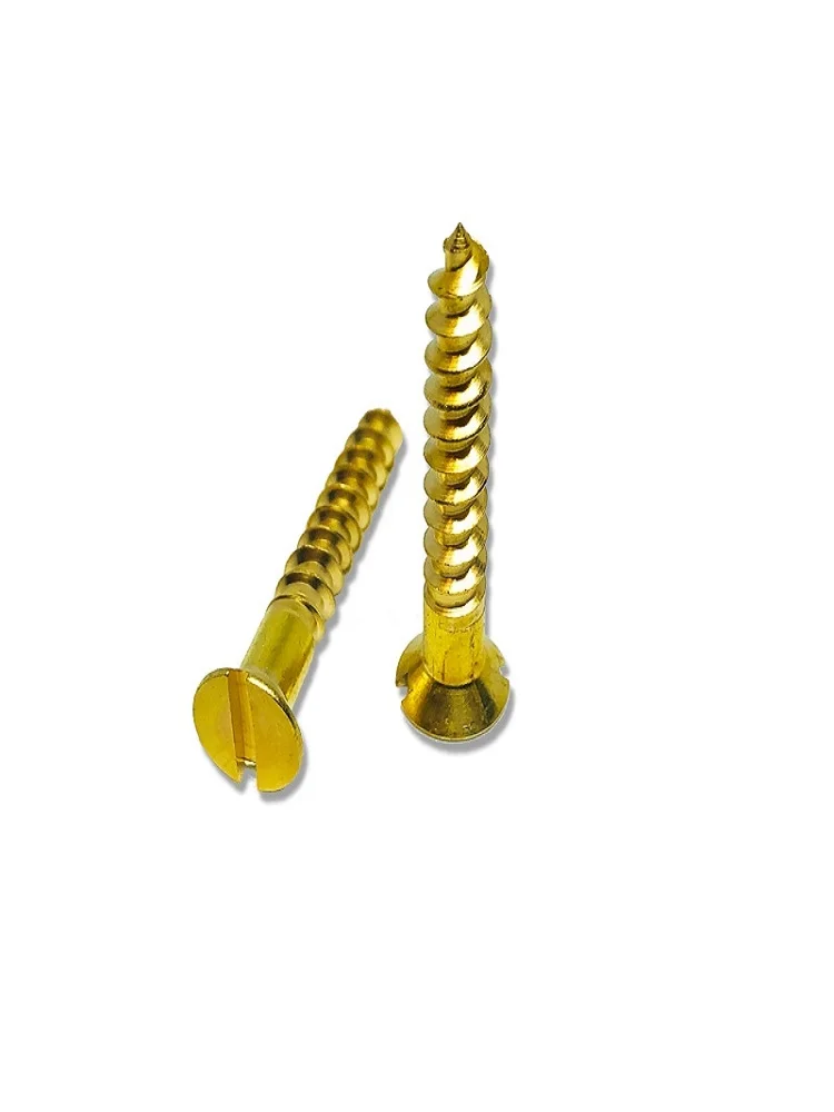 M4 M5 M6 Solid Wood Screw Brass Copper Countersunk Slotted Drive Head Self Tapping Screw DIY Working Metal Furniture Accessories