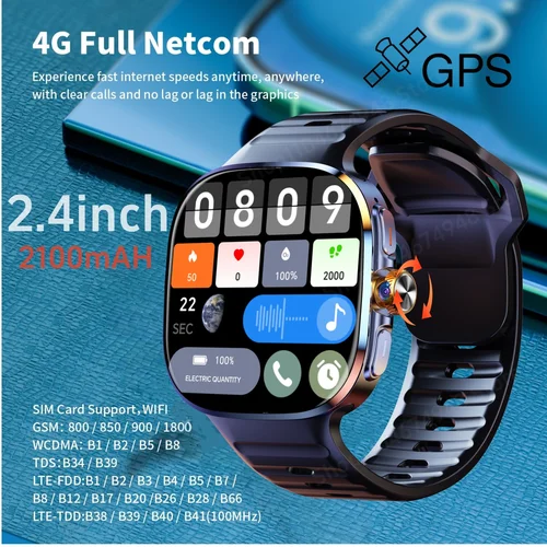 Reloj inteligente M99 Android 10,0, reloj inteligente con tarjeta Sim, cámara giratoria, GPS, WIFI, brújula, almacenamiento de 512GB, pantalla Amoled más grande de 2,4 pulgadas