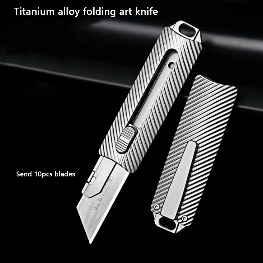 Titanium Alloy Utility Knife High Hardness Blade Outdoor Carrying Knife Replaceable Blades Free 10 Blades