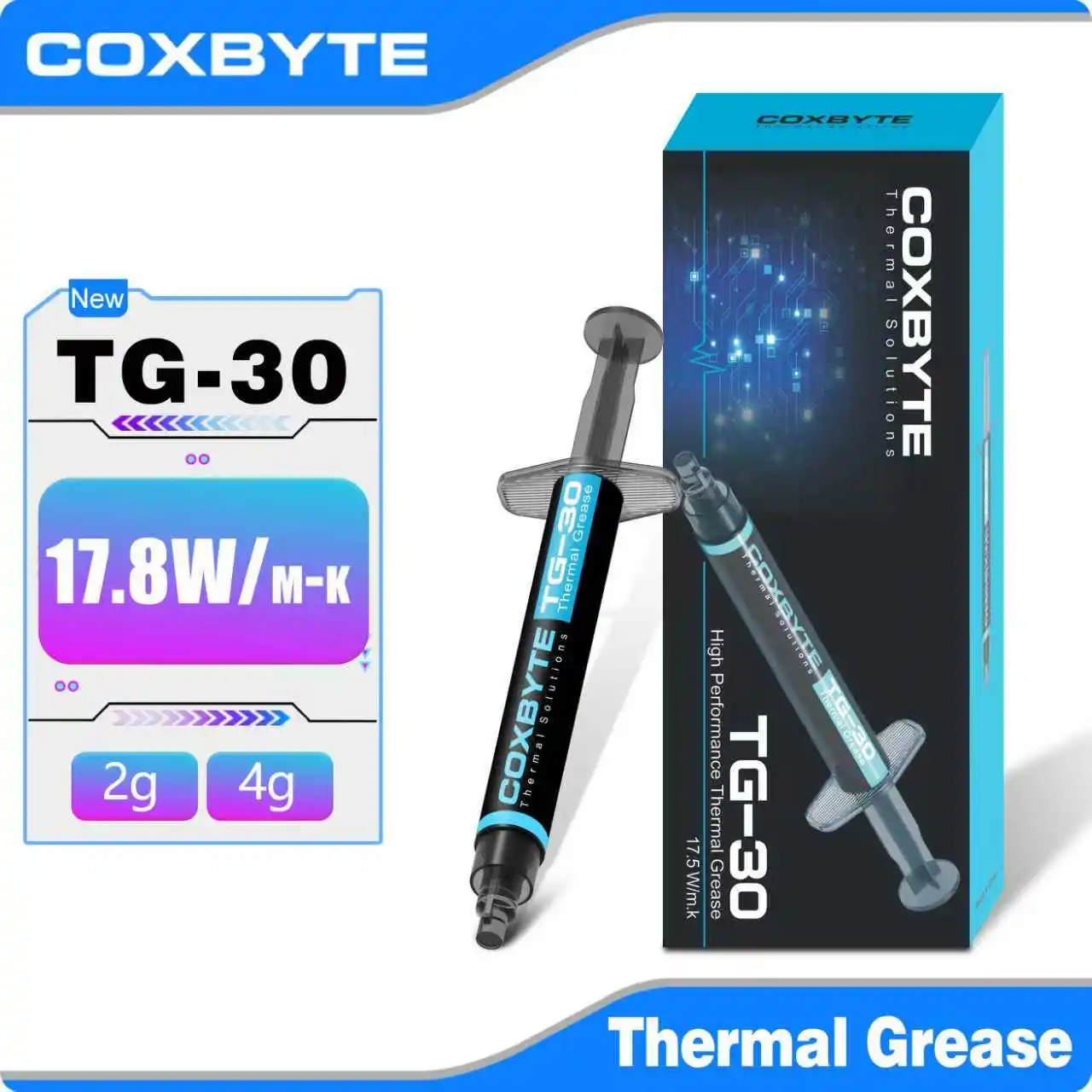 Coxbyte 17.5W/mk Thermal Paste TG-30 2g 4g For CPU GPU Printer HeatSink Cooling Cooler Thermal Compound Silicone Grease