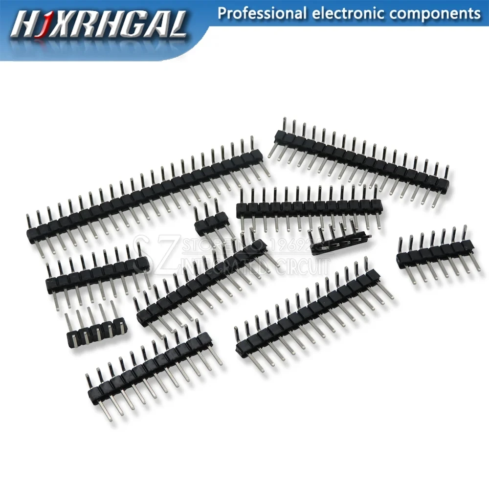 10PCS 1X/2/3/4/5/6/8/10/40 PIN Single Row Right Angle MALE PIN HEADER 2.54MM PITCH Strip Connector Socket 3p/4p/6p/8p/20p/40p