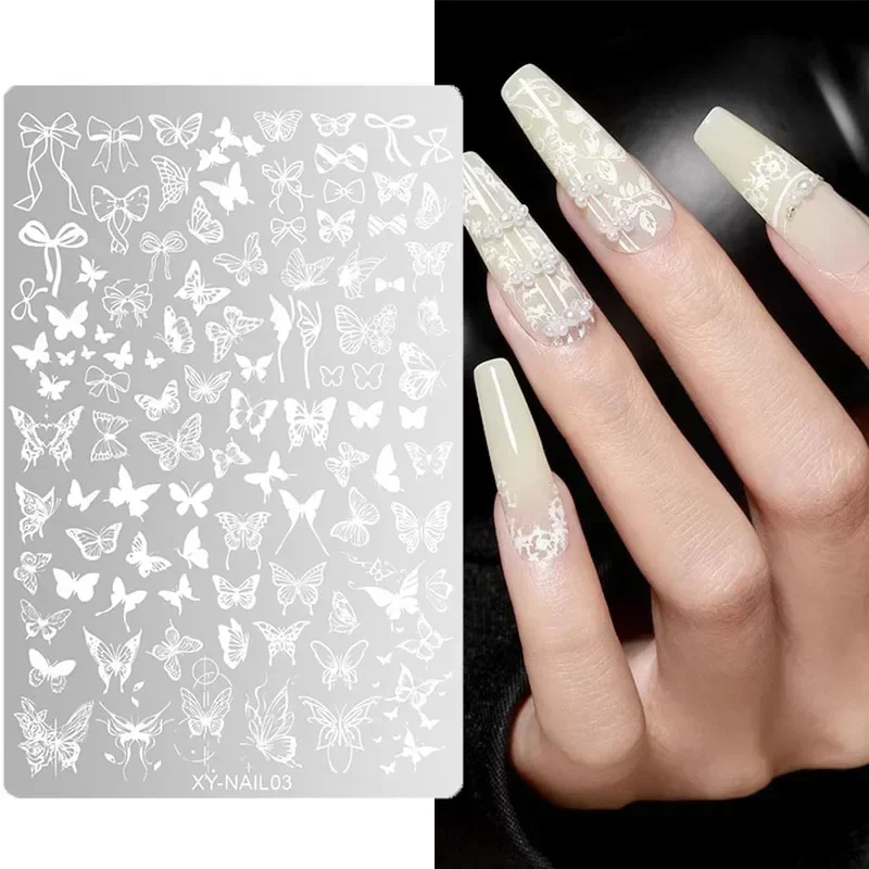 1pcs 나비 넥타이 네일 스탬프 플레이트 나비 디자인 꽃 꽃 잎 네일 아트 스탬프 스텐실 인쇄 템플릿 매니큐어 도구