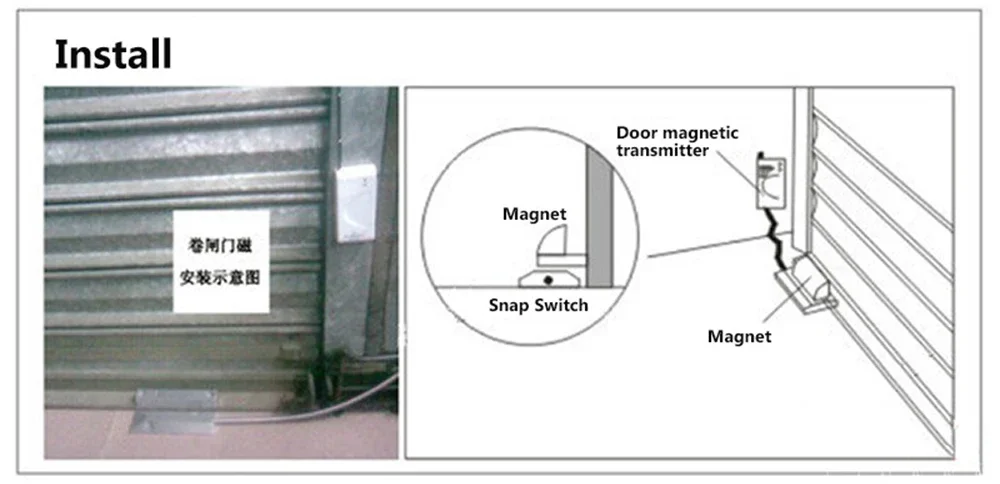 NC Door Sensor Metal Wired Roller Shutter Door Magnetic Contact Reed Switch for Security Alarm System