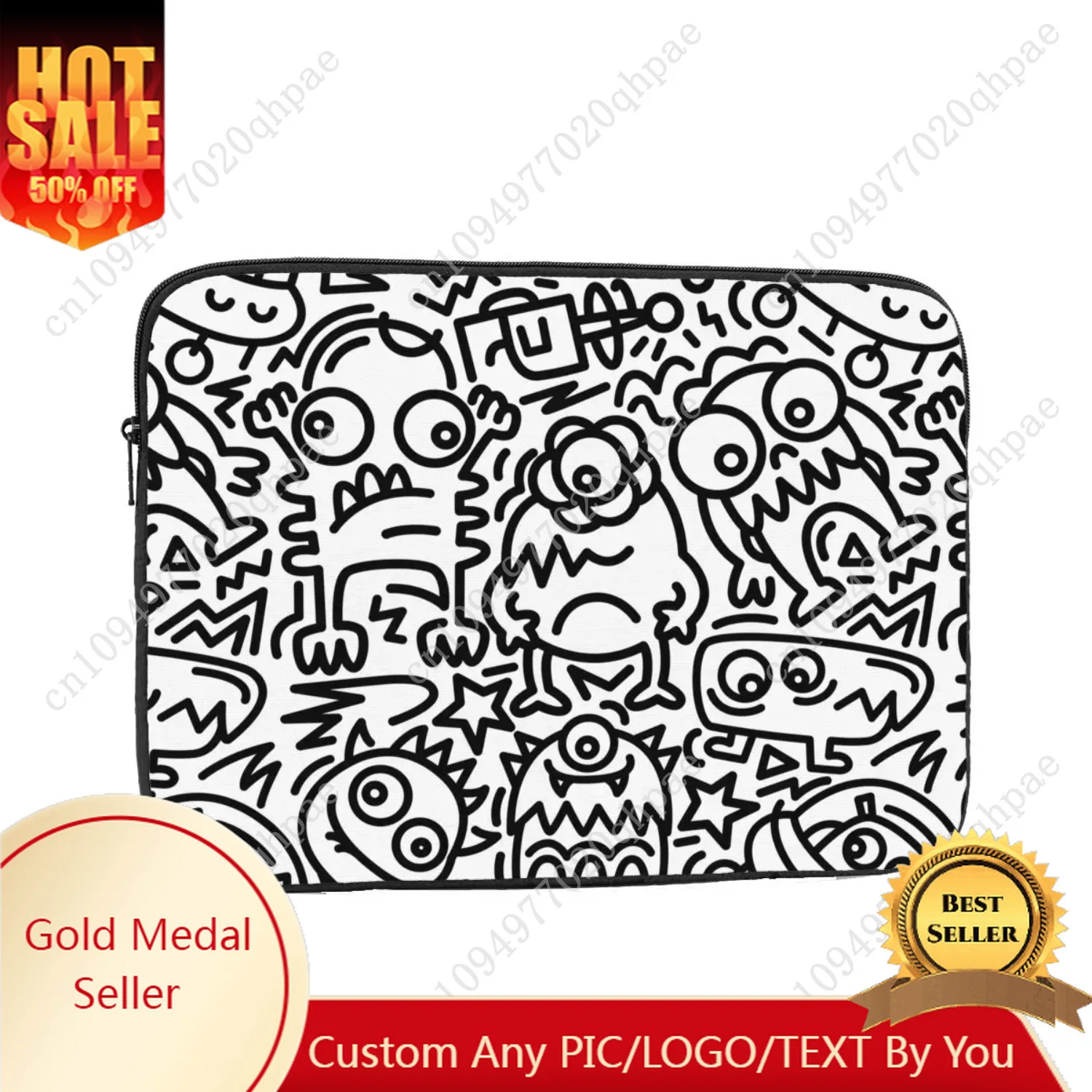 현대 외계인 낙서 패턴 노트북 가방 케이스 12 13 15 17 인치 노트북 슬리브 케이스 컴퓨터 충격 방지 케이스 가방