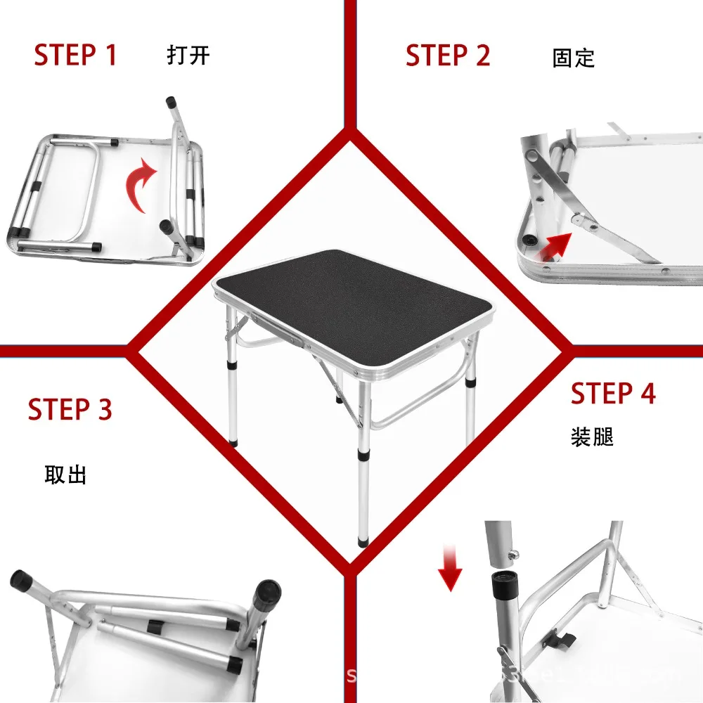 Portable Aluminum Folding Camping Table Adjustable Height Foldable Outdoor Picnic Table for BBQ Travel Beach Backyard