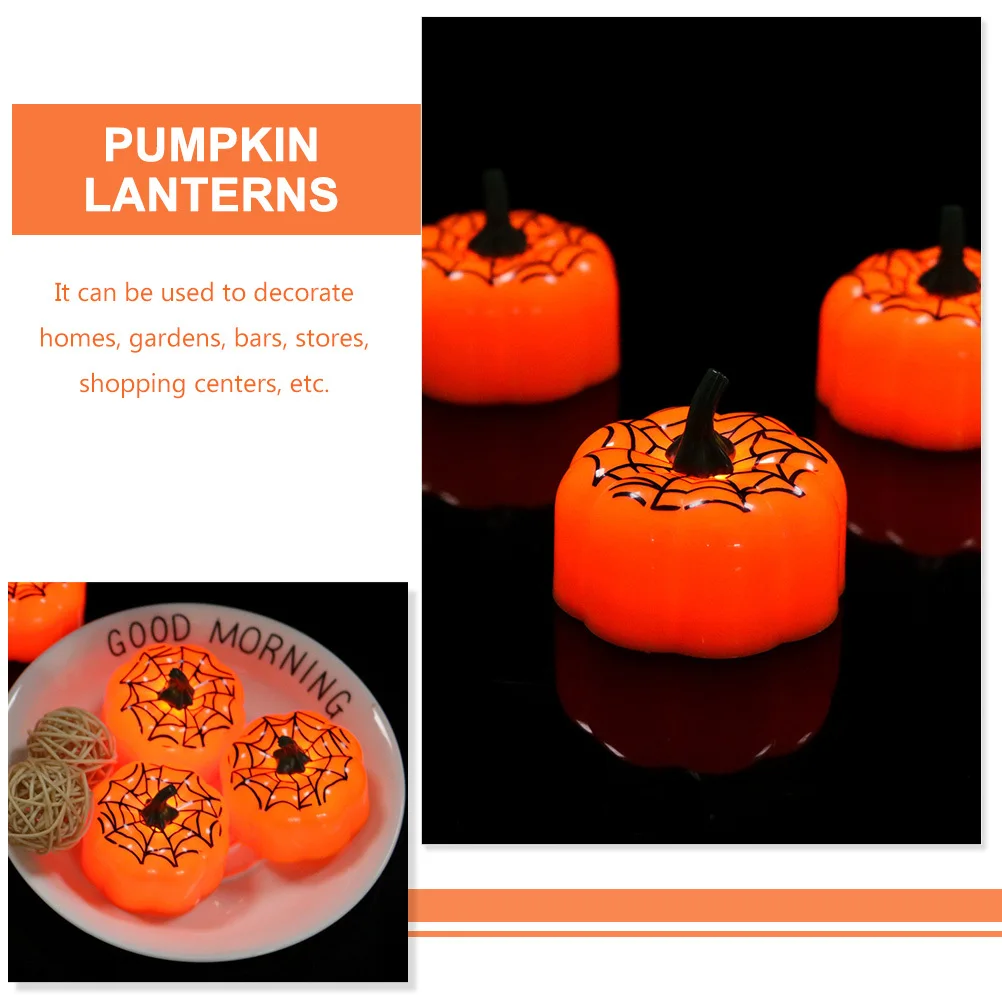 

12pcs Led Pumpkin Lamps Halloween Decorative Lights Flameless Tealights Jack-O-Lantern Party Garden Store Decoration