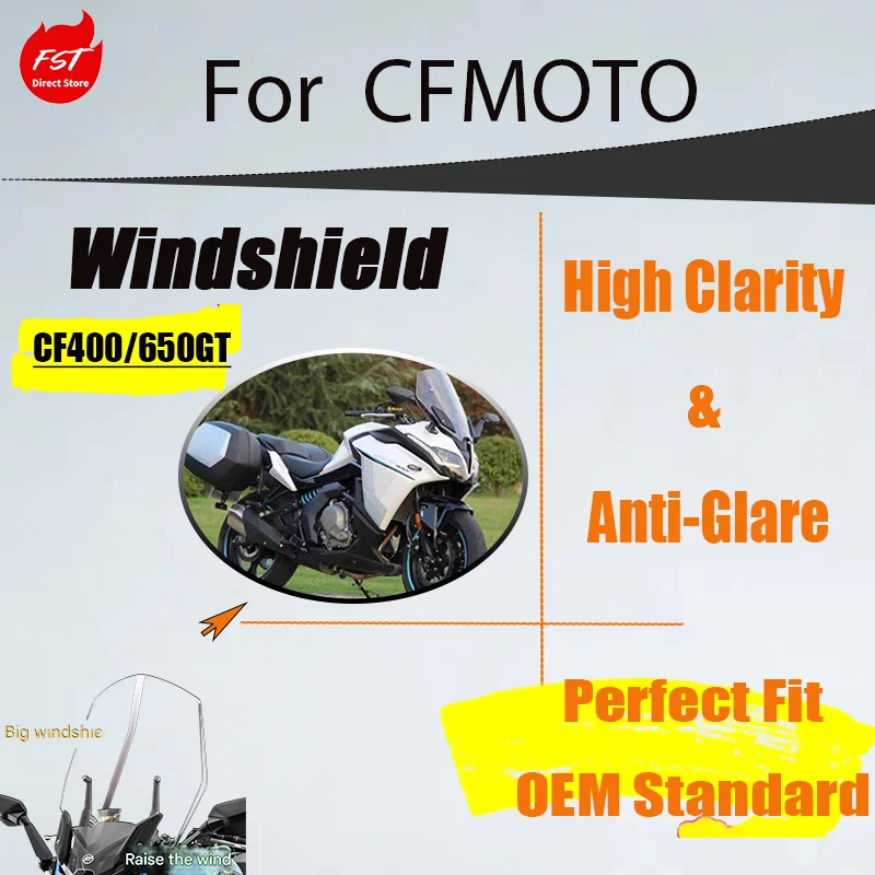 Sport Touring Style Windshield for CFMOTO 400GT 650GT, All-Weather Wind Protection