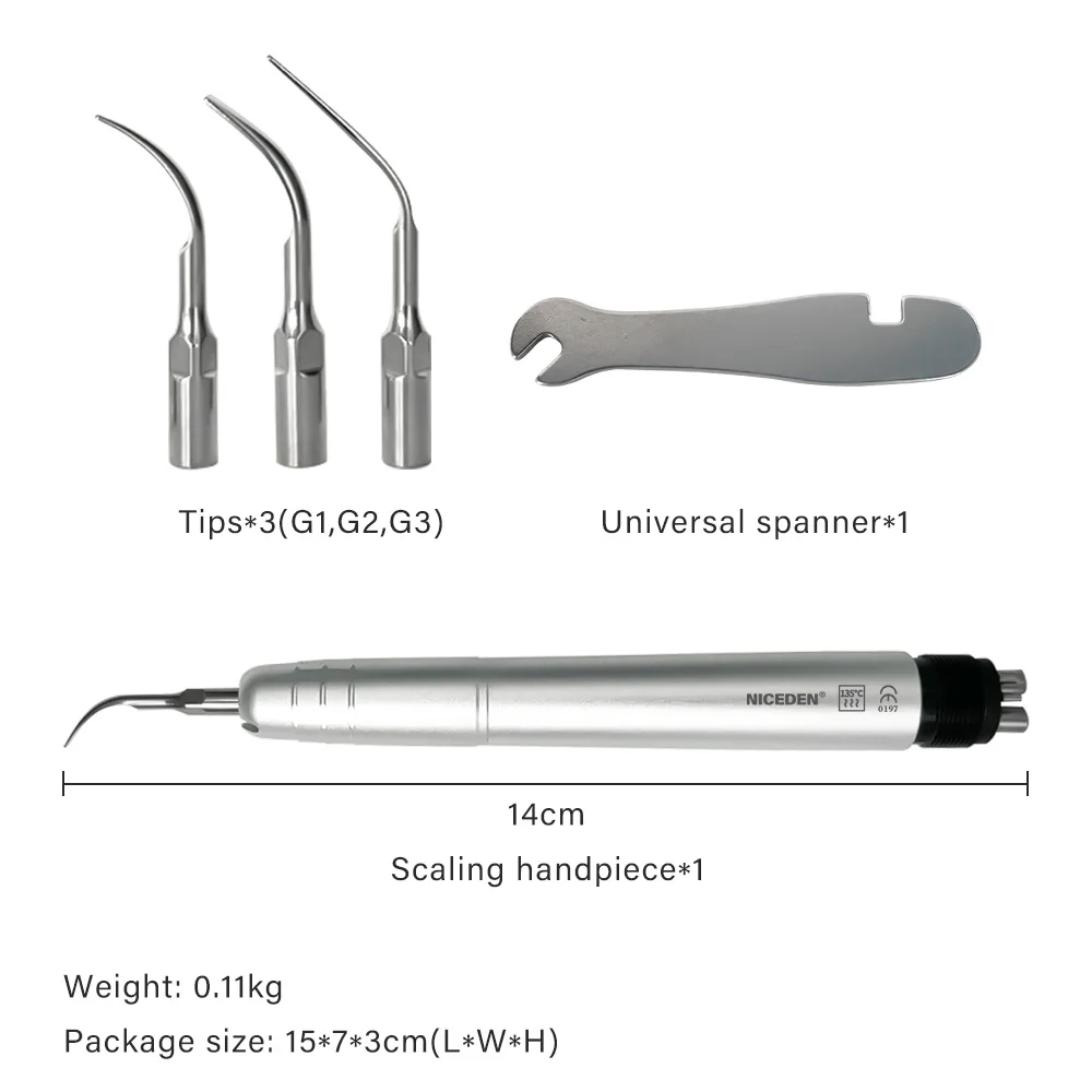 Dental Ultrasonic Air Scaler com 3 Dicas, Dente Calculus Remover, Ferramenta de limpeza, Handpiece, Whiten, 2 Buracos, 4 Buracos