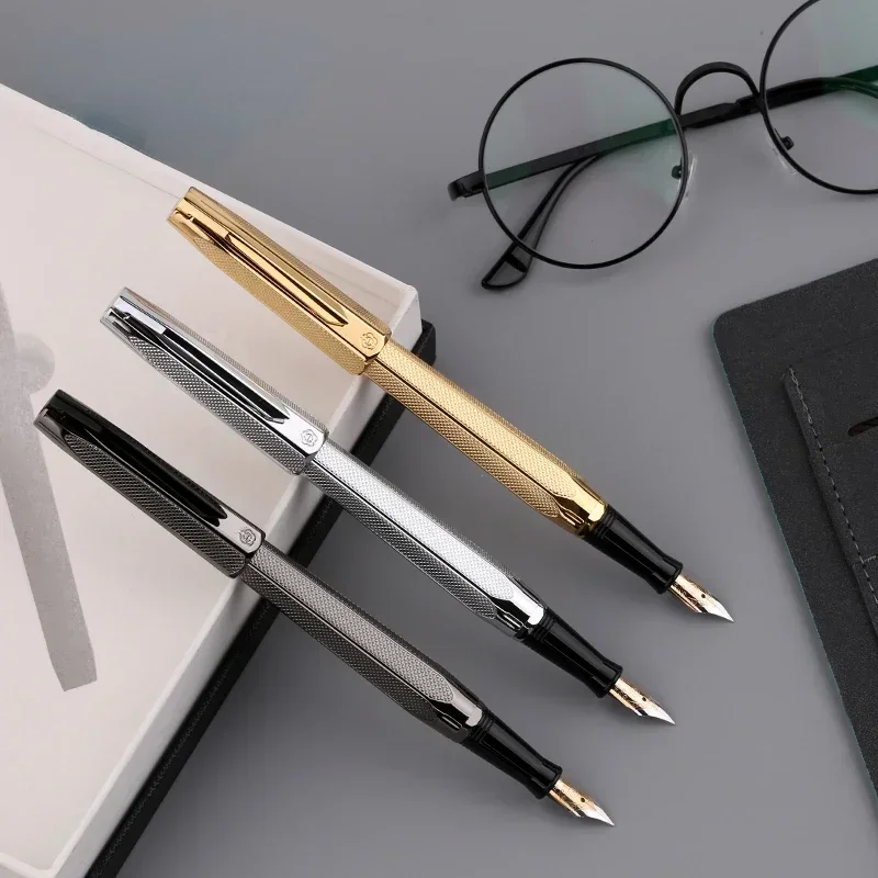 New Fountain Pen F 0.5mm Ink Pen Original Custom Silver Ink Business 2191 14k Stationery Office Writing Gifts Gold