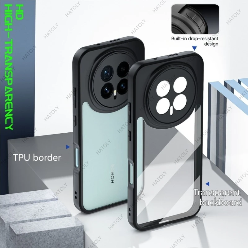 Para honra magia 8 pro caso para honra magia 8 pro tpu caso anti-choque tpu transparente quadro preto caso para magic8 magic8pro