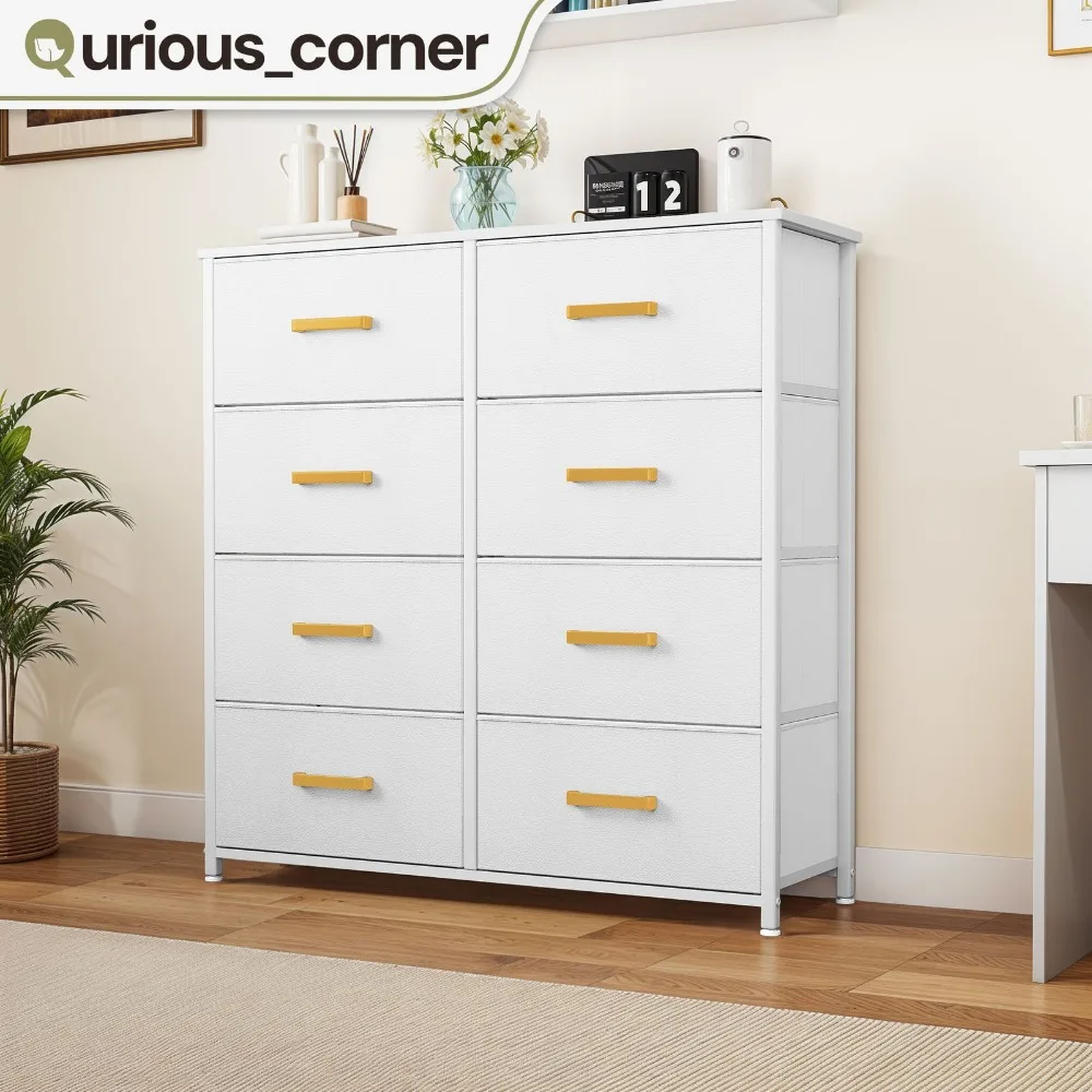 Lemari Laci 8 Tingkat Putih Kain Penutup Tinggi Anti Air Organizer Gagang Emas