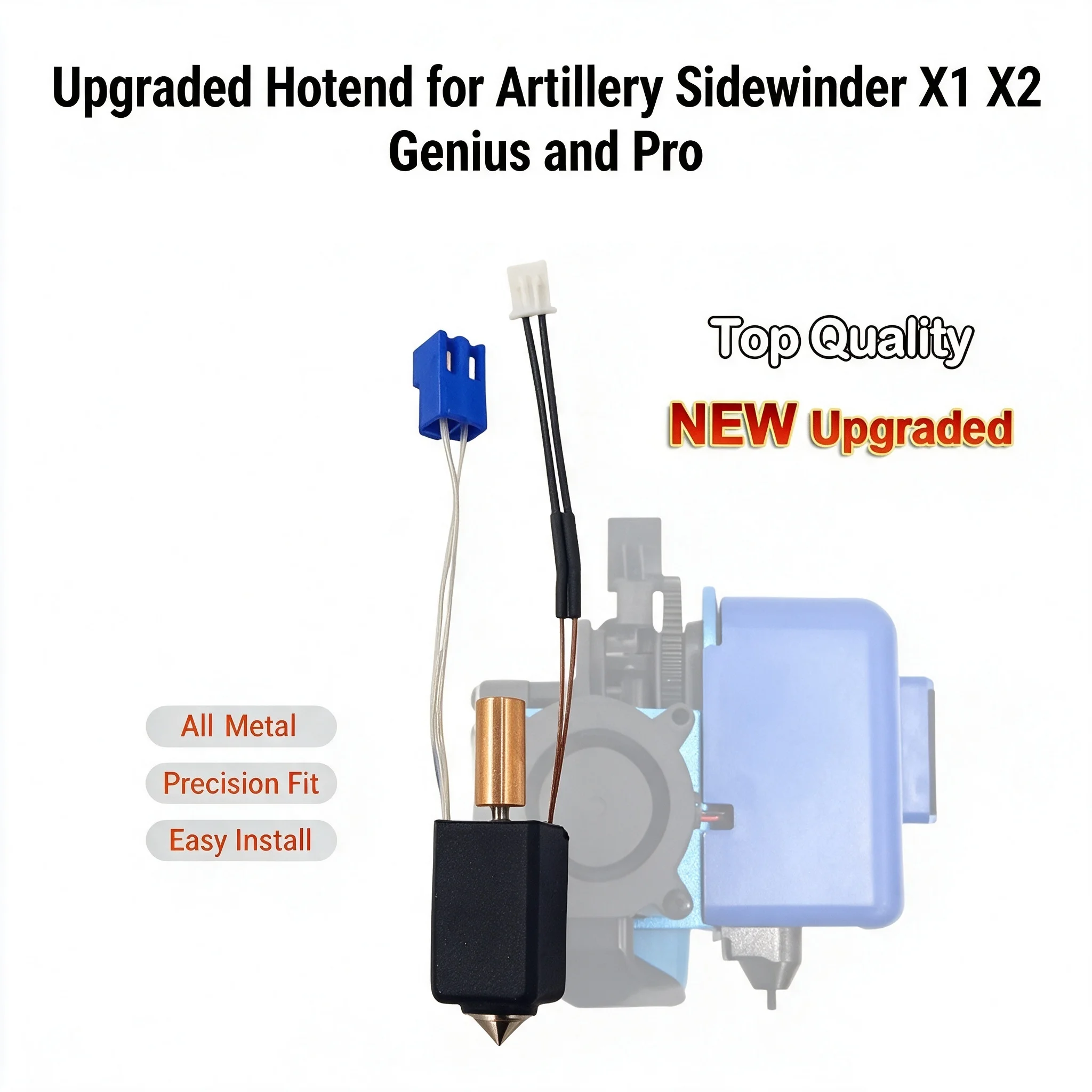 Kit de Hotend Amélioré pour Imprimantes 3D Artillery Sidewinder X1 X2 Genius et Pro – Pièces Entièrement Métalliques avec Buse, Bloc Chauffant et Thermistance !