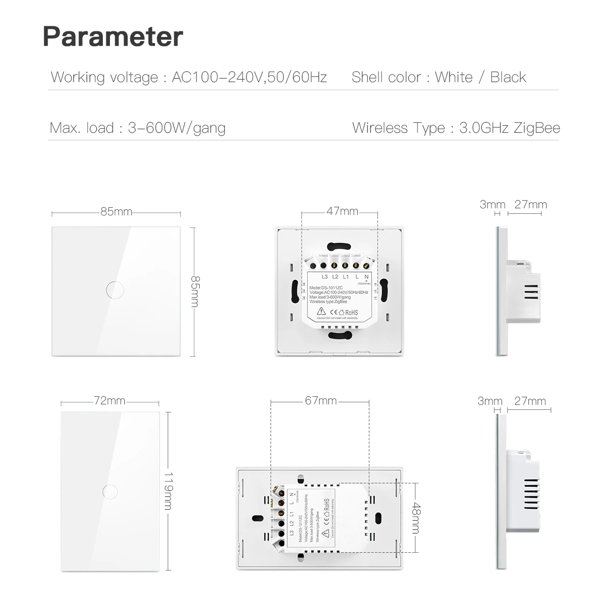 Nessun condensatore richiede Zigbee Tuya Smart LED Light Touch Sensor interruttore a parete con/No neutro Wire Support Alexa Google Home Control