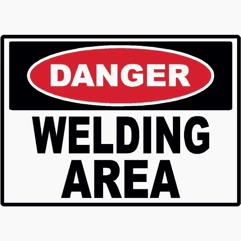Hazardous Welding Areas Safety Warning Sign Custom OEM 15CM Waterproof Scratch Resistant PVC Glue Sticker