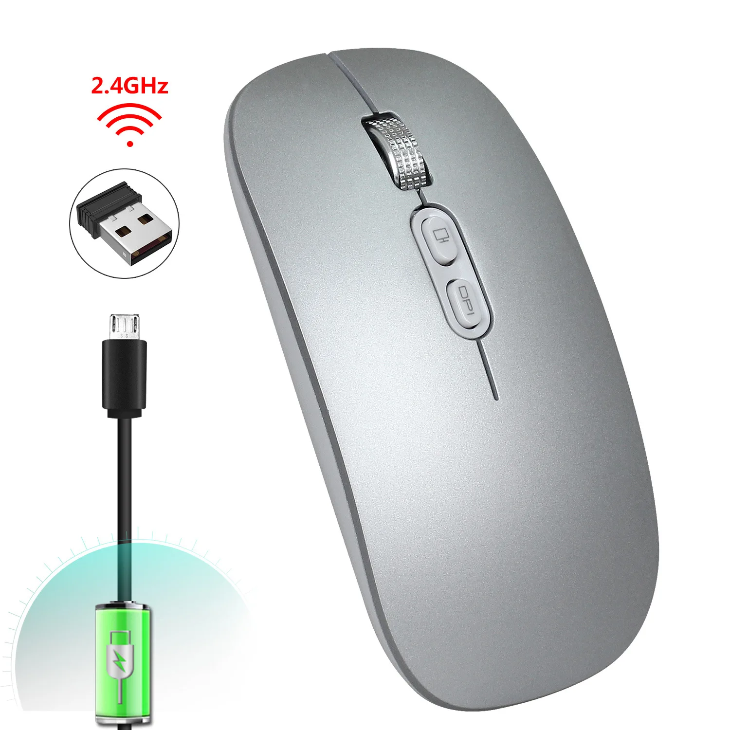 new 2.4G Wireless Raton inalambrico One-Click Desktop Function Type-C Rechargeable Silent Backlight Mice for Laptop PC computer