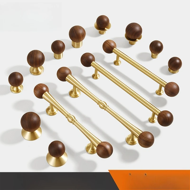 

Новая латунная ручка шкафа в китайском стиле из орехового дерева, винтажная шариковая ручка для мебели для ящика шкафа