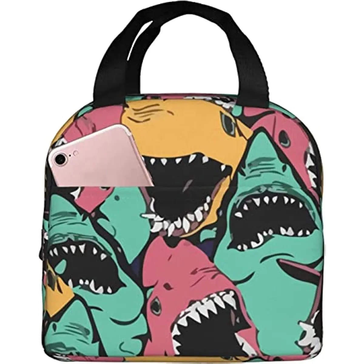 

Reusable Lunch Tote Bag Shark Deep Sea Animals Insulated Lunch Bag Durable Cooler Lunch Box