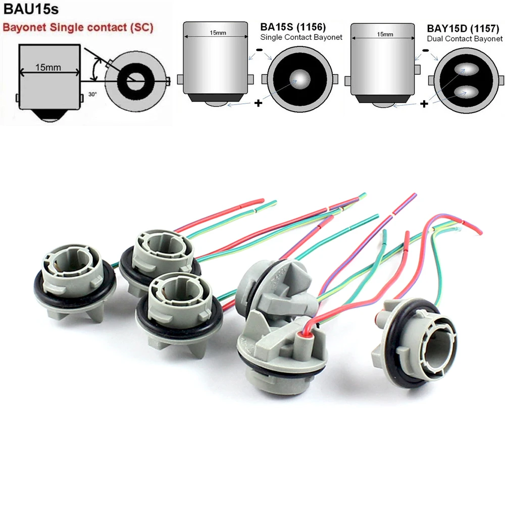 

1PC 1156 BA15S BAU15S 1157 BAY15D Lamp Holder Bulbs PY21W P21W Adapter Base Socket Connector for Turn Signal Headlight Light