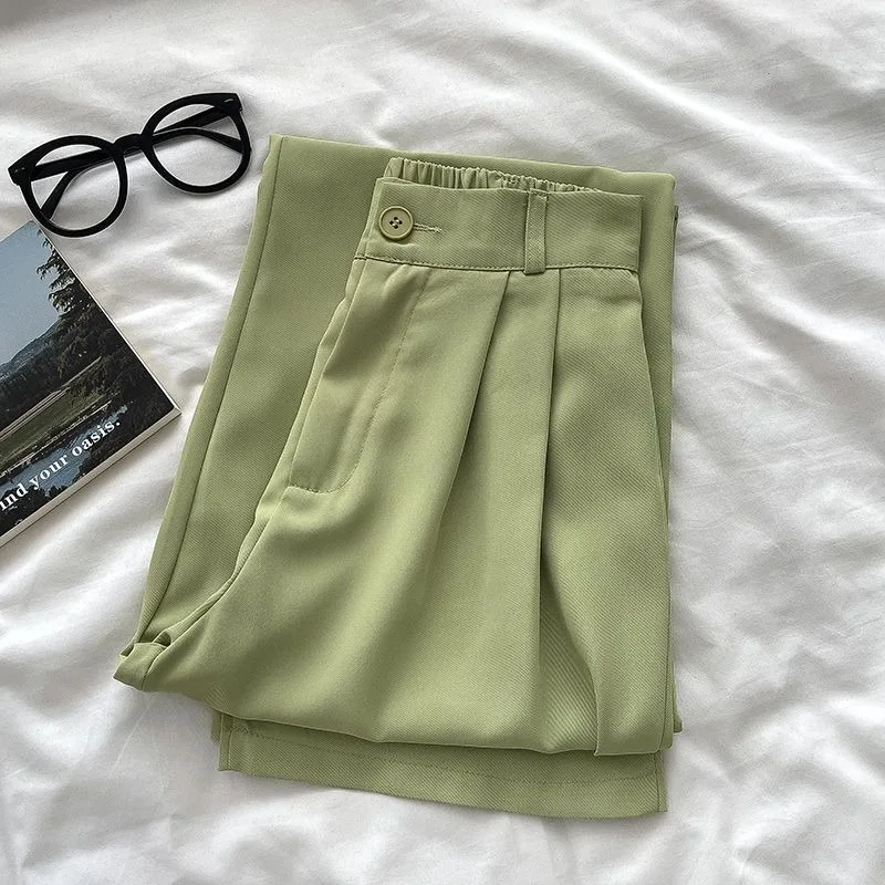 JOEVILU Women's High Waist Straight Ankle Pants Summer Minimalist Office Pants Fluid Silky Tapered Trouser Multi Options Clothes