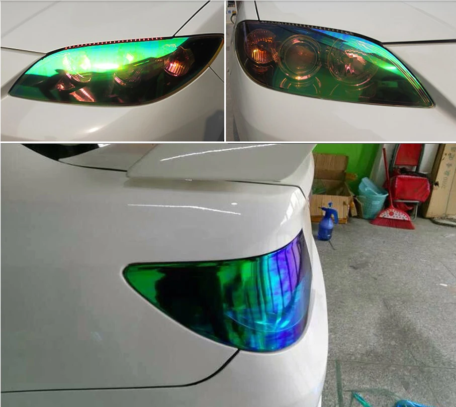 New Color Car Color-Changing Film 1PC Car Styling Chameleon Headlight Taillight Vinyl Tint Sticker Light Film Wrap 30X60CM/100CM