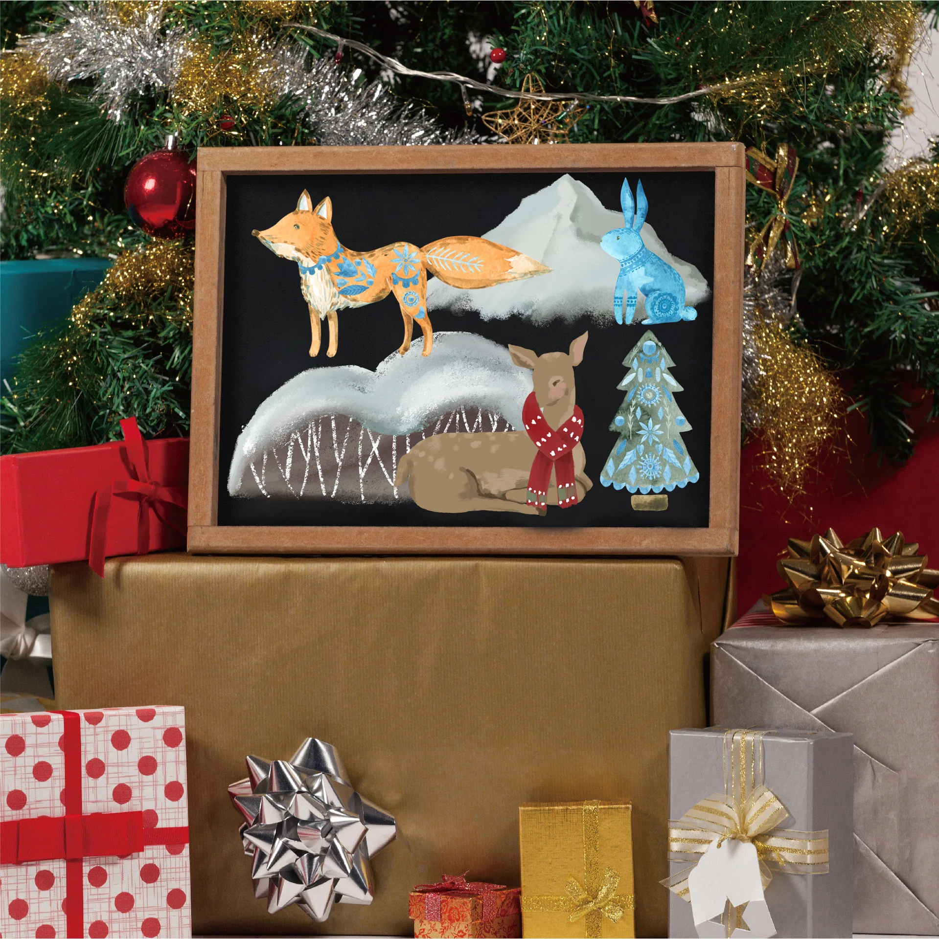 64 قطعة من الورق الفني والحيوانات الأليفة الغابات الغزلان عيد الميلاد ملصق ذاتي اللصق ، لمستلزمات سكرابوكينغ ، زينة هدايا عيد الميلاد #3