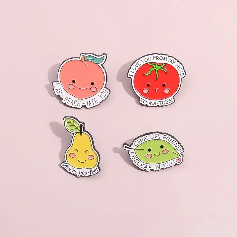 Cute fruits, peaches, apples, pears Custom Badge Soft Hard Enamel Metal Lapel Pin Plating Brooch Gift Jewelry Accessories