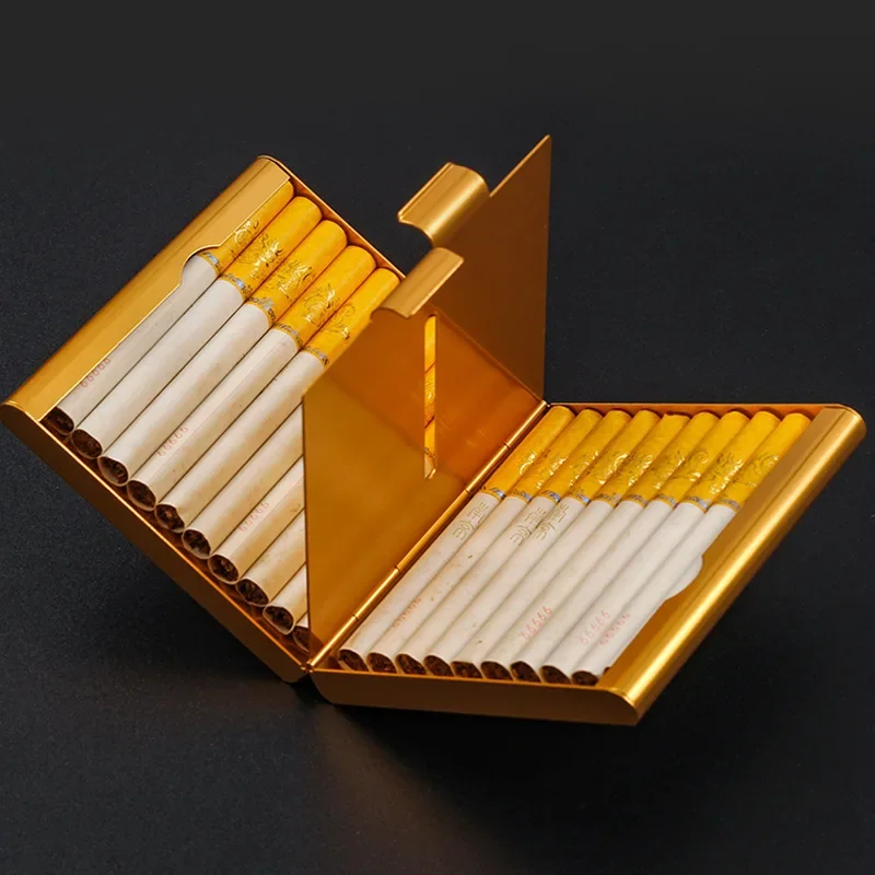 20 pçs capacidade de alumínio ultra-fino folio cigarro casos titular pai presente aniversário tabaco fumar acessórios
