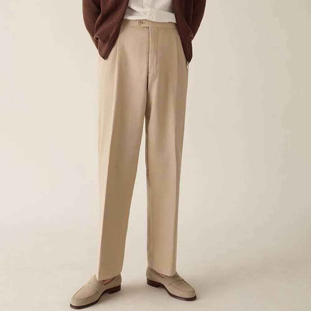 

Mens Tapered Suit Pants Blended Material Comfortable and Breathable Solid Color Business Casual Trousers Office Work Formal Dres