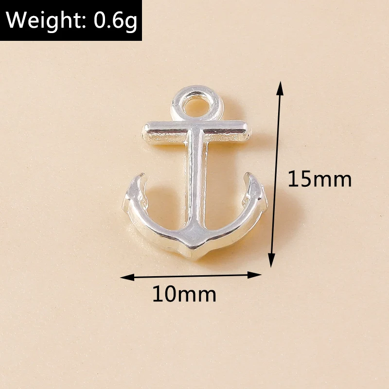 Leslie 40pcs 10x15mm Gold Color Tiny Anchor Charms Boat Sailing Navigation Mini Pendant DIY Supplies Jewelry Making Accessories