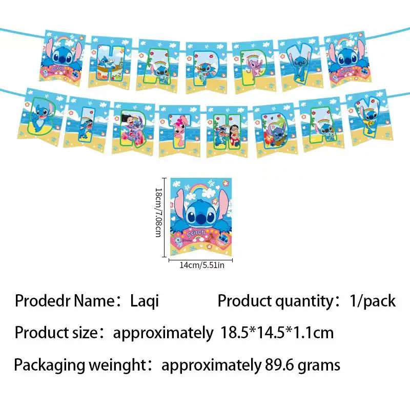 Disney minnie ,stitch,Lightning McQueen anime merchandise banners, Party Supplies, Happy Birthday Banner, Party Scene Decoration view 5