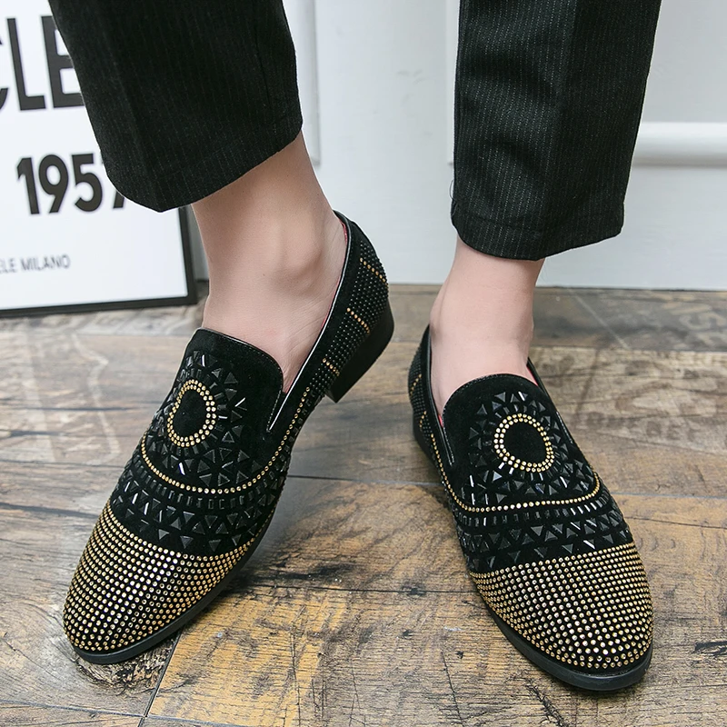 Heavy Industry Sequin Loafers Men Fashionable British Comfortable Casual Shoes Personalized Nightclub Hairstylist Formal Shoes