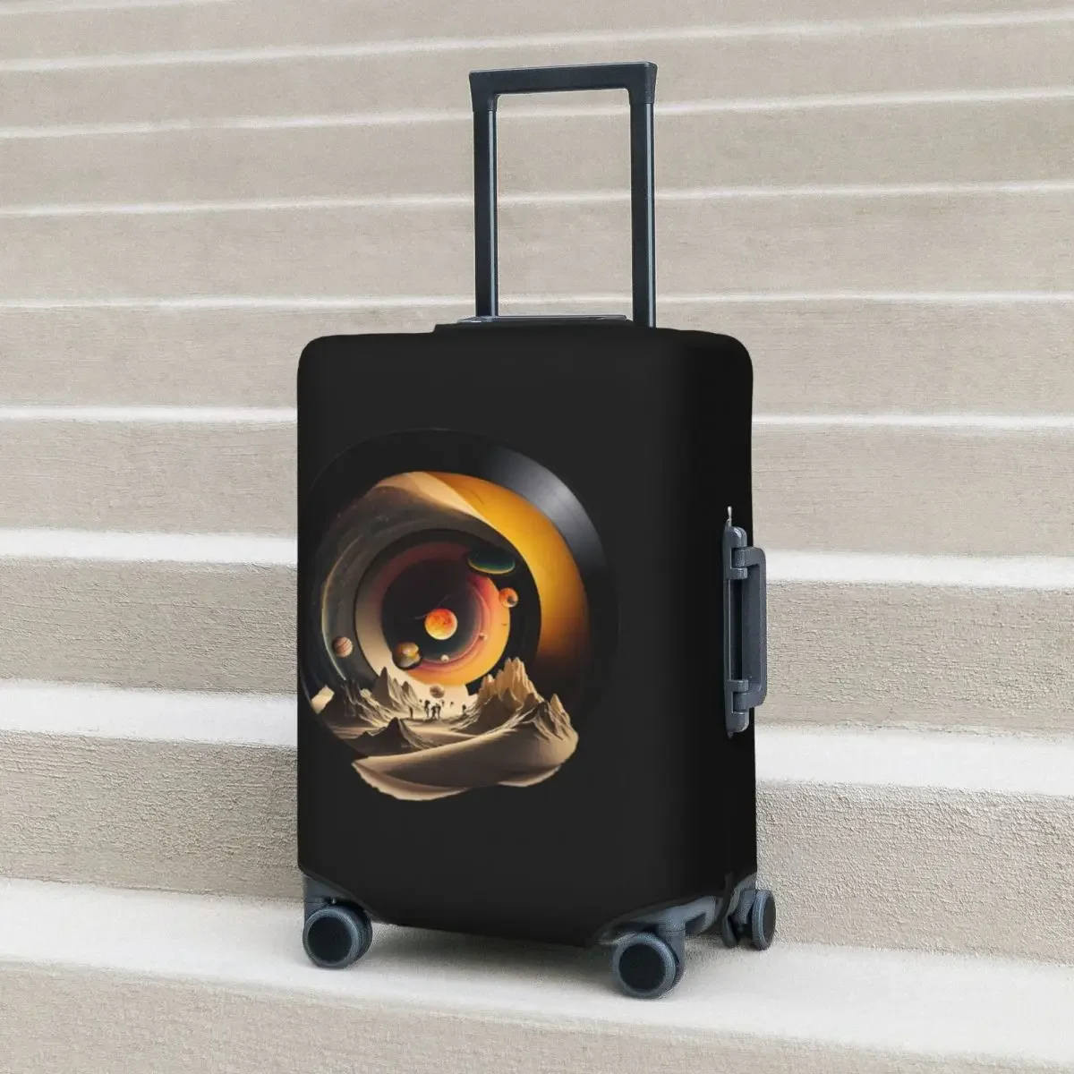 Cosmic Sound Suitcase Cover Space Planet Music Cruise Trip Protector Holiday Elastic Luggage Accesories Christmas Gift