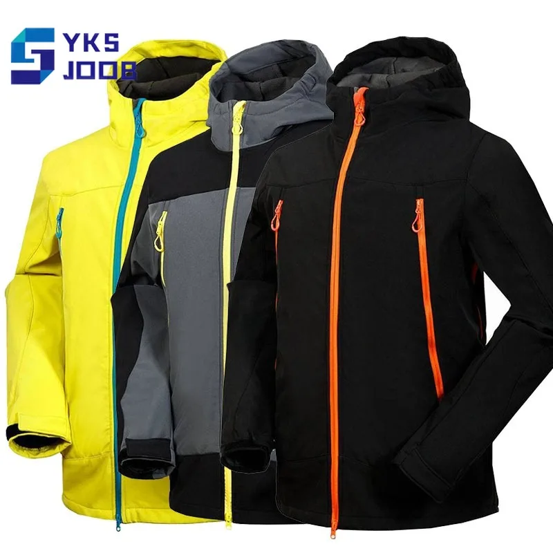 

Outdoor Wear-resisting Hiking Jacket Men Windproof Fashion Zipper Color Contrast Softshell Coat Camping Treking Cycling Chaqueta