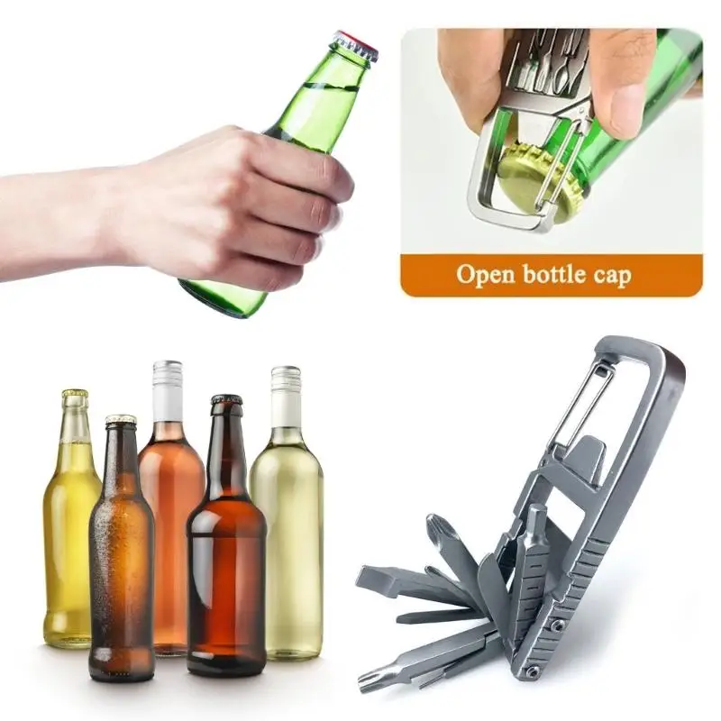 

R9UF 13 в 1 брелок-многофункциональный портативный карманный инструмент открывалка для бутылок из нержавеющей стали