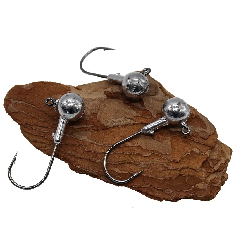 10-30Pcs1/1.5/2/2.5/3.5/5g Round Lead Tipped Barbed Jig Fishing Hook Soft Bait Soft Worm Sharp Hook Not Hanging At The Bottom