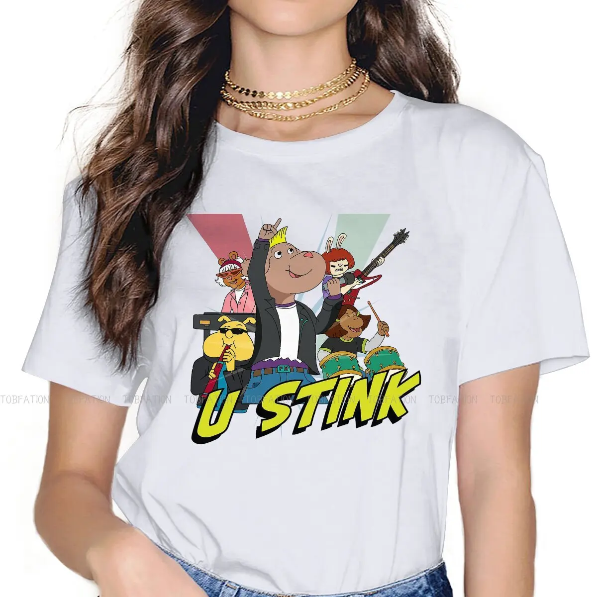 U Stink Band  Newest TShirts Arthur Timothy Read Children Cartoon Woman Graphic Fabric Tops T Shirt O Neck  5XL