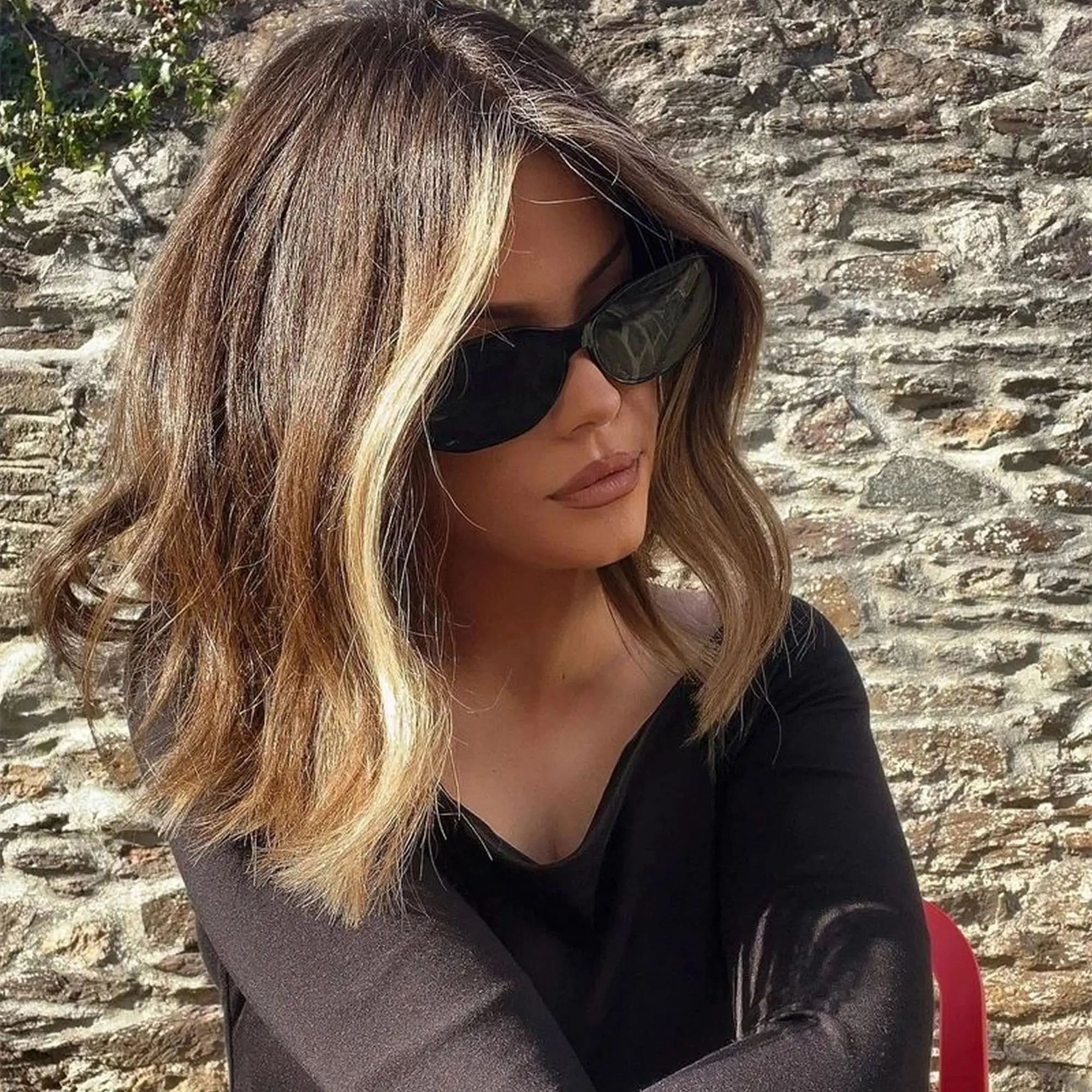 Ombre Chestnut Brown Highlights Synthetic HD Lace Front Wig 14 Inches Wave Bob Glueless Cosplay Party Wigs Small Large Size Cap