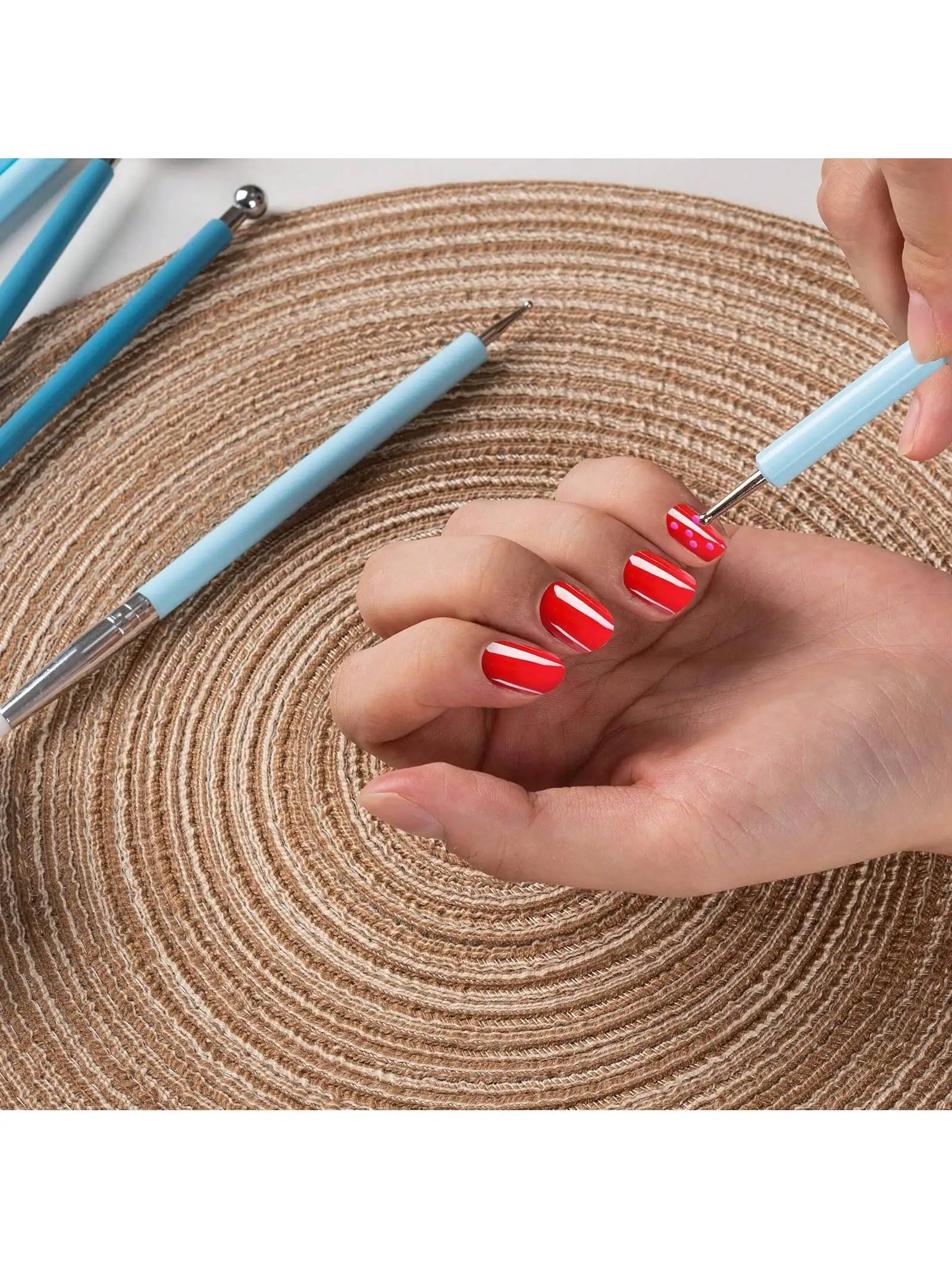 Outils de pointillage de boule irrigation en céramique, outils de gaufrage en céramique, outils de mélange d'ongles, créateurs de silicone, 9 pièces