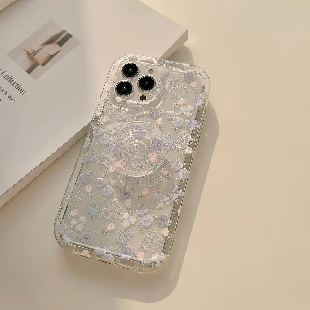تصميم زهري مناسب لهاتف iPhone 15، لحافظة هاتف Apple 13/16، شفافة 11، حامل الوسادة الهوائية 14، بديل للشعر Pro Max