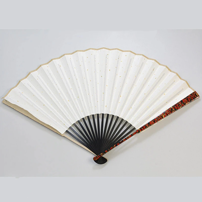 18 Ribs Blank Bamboo Folding Fan with Gold Paint for DIY Craft Gilded Fan Ancient Style Bamboo Bone Fan Chinese Style Photo Prop