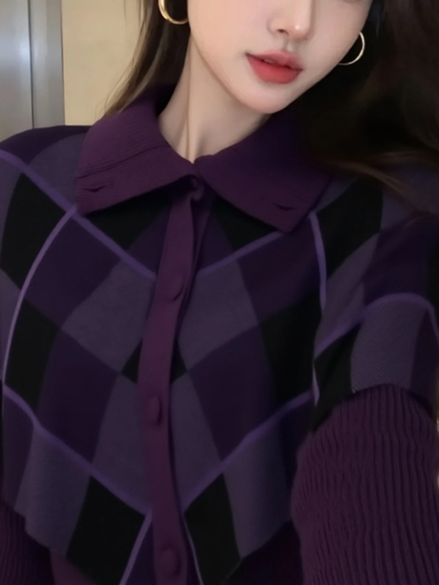 Cardigan avvolgente scozzese coreano unico lavorato a maglia aperto irt da donna autunno inverno bellissimo maglione interno Ne