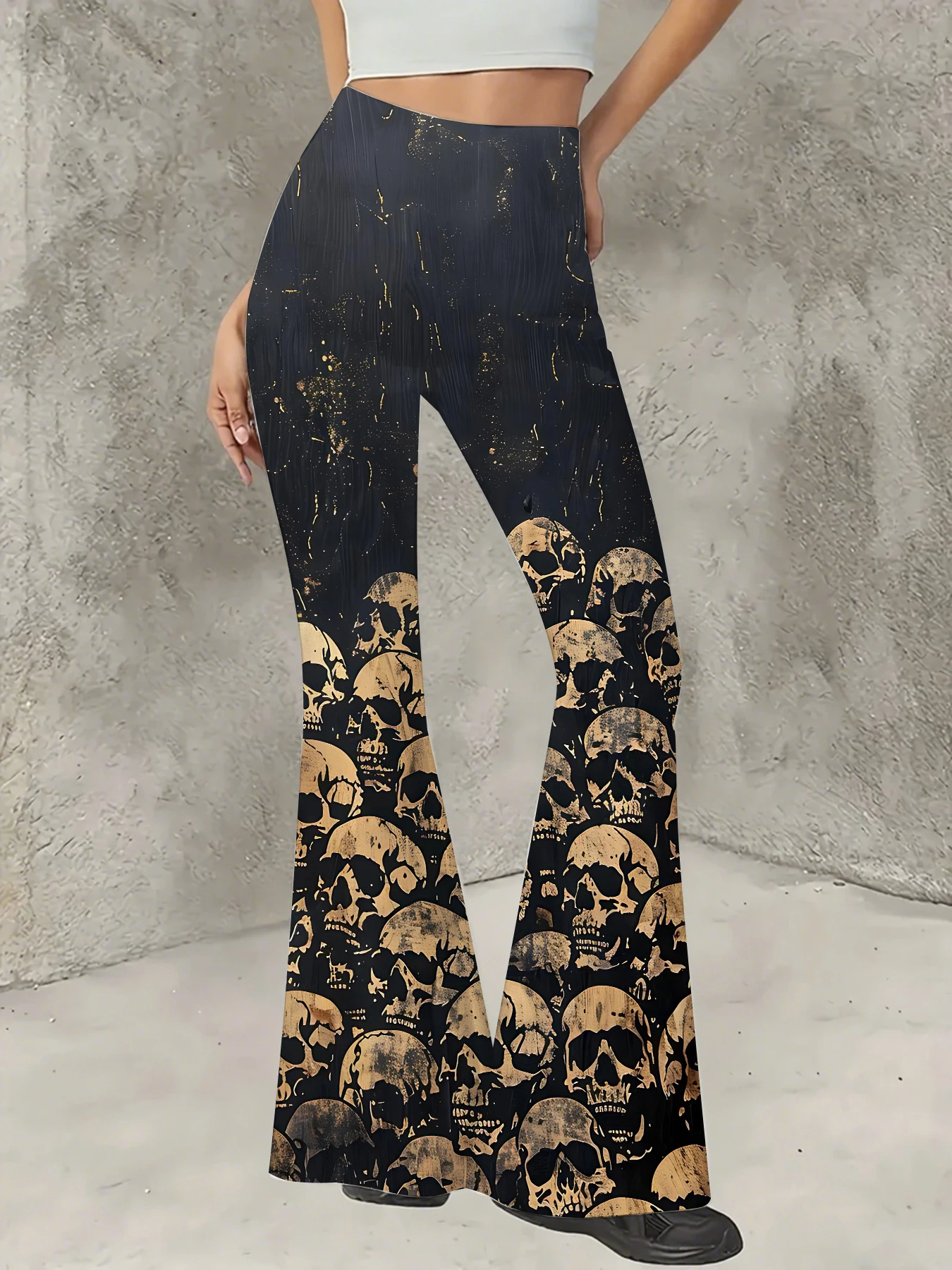 

Women's All-Over Print Flared Leggings Stretchy High Waist Bell Bottom Pants